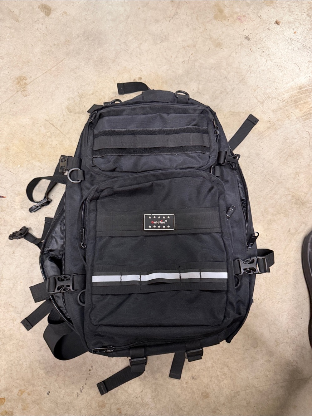 Black Tactical Backpack with Reflective Stripe